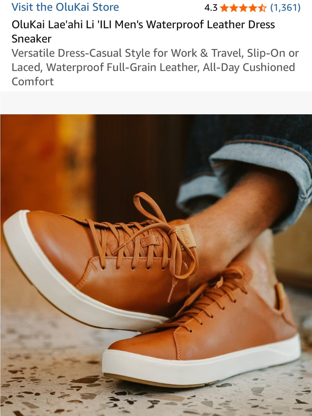 OluKai Lae'ahi Li 'ILI Men's Waterproof dress sneaker 13 GUC brown